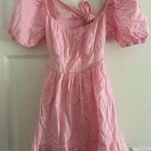 Pink Puff Sleeve Kids Dress